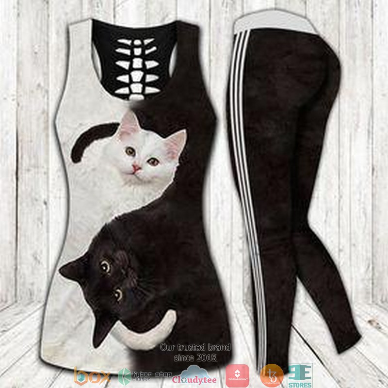 Black and White Cat Tank Top, Legging 5 Black and White Cat Tank Top Legging 1 2 3 4