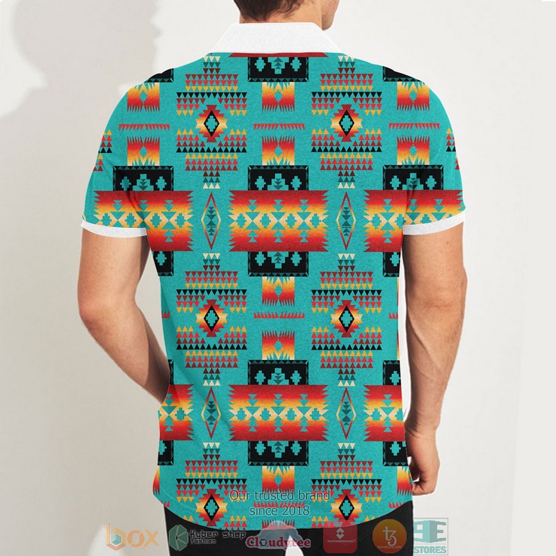 Blue Native Tribes Native American Polo Shirt 3 Blue Native Tribes Native American Polo Shirt 1 2