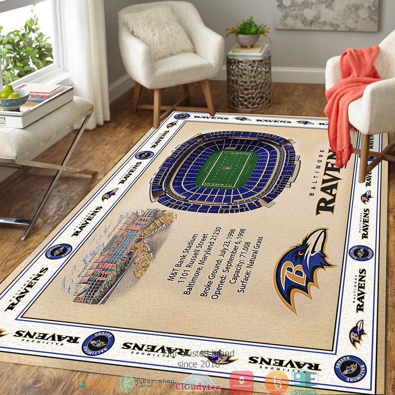 Bordered Baltimore Ravens Stadium Rug 3 Bordered Baltimore Ravens Stadium Rug 1 2