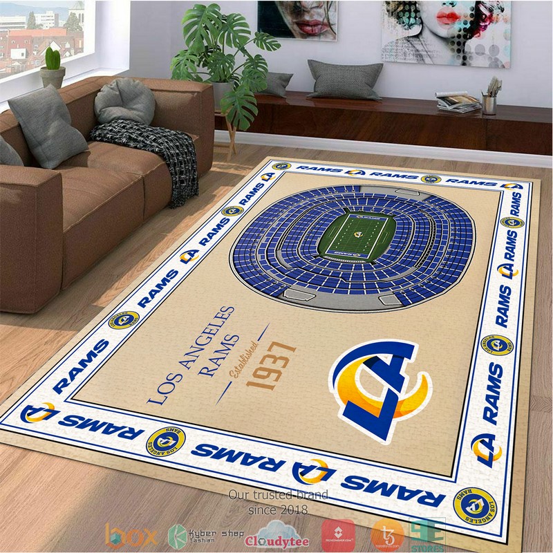 Bordered Los Angeles Rams Stadium Rug