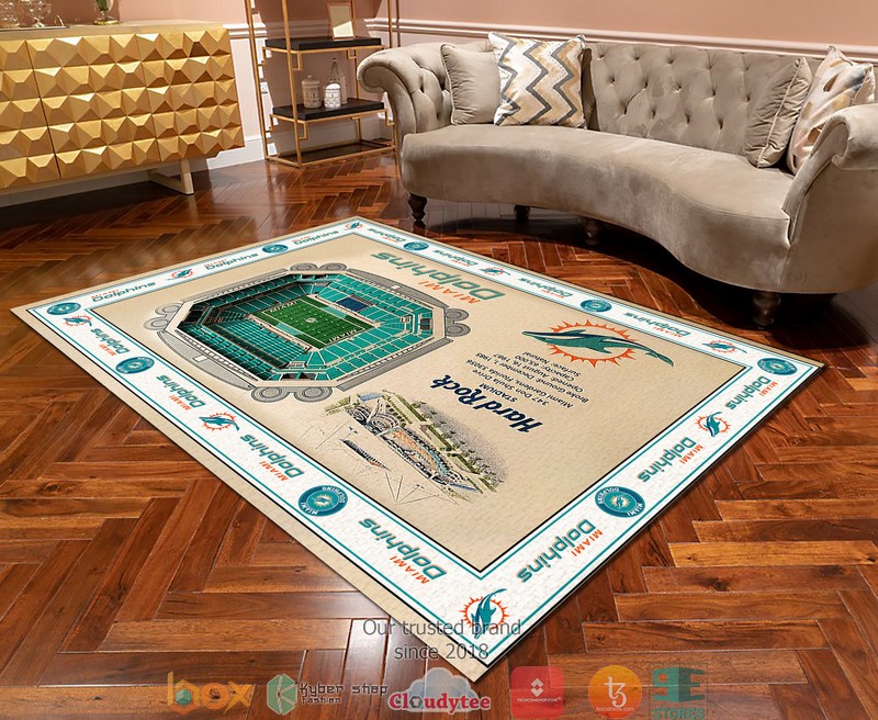 Bordered Miami Dolphins Stadium Rug 2 Bordered Miami Dolphins Stadium Rug 1