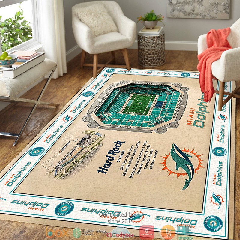 Bordered Miami Dolphins Stadium Rug 3 Bordered Miami Dolphins Stadium Rug 1 2