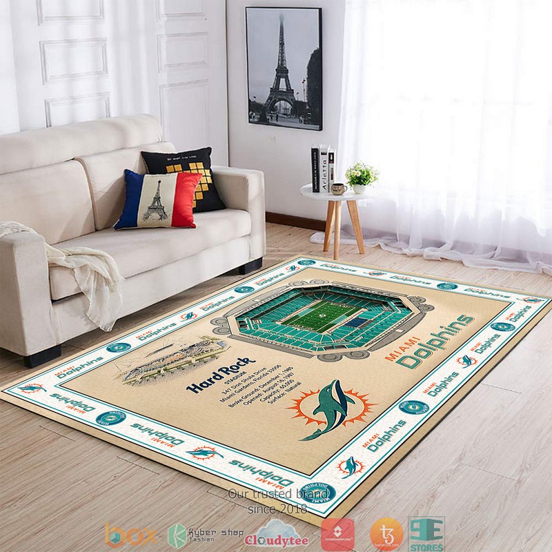Bordered Miami Dolphins Stadium Rug 5 Bordered Miami Dolphins Stadium Rug 1 2 3 4