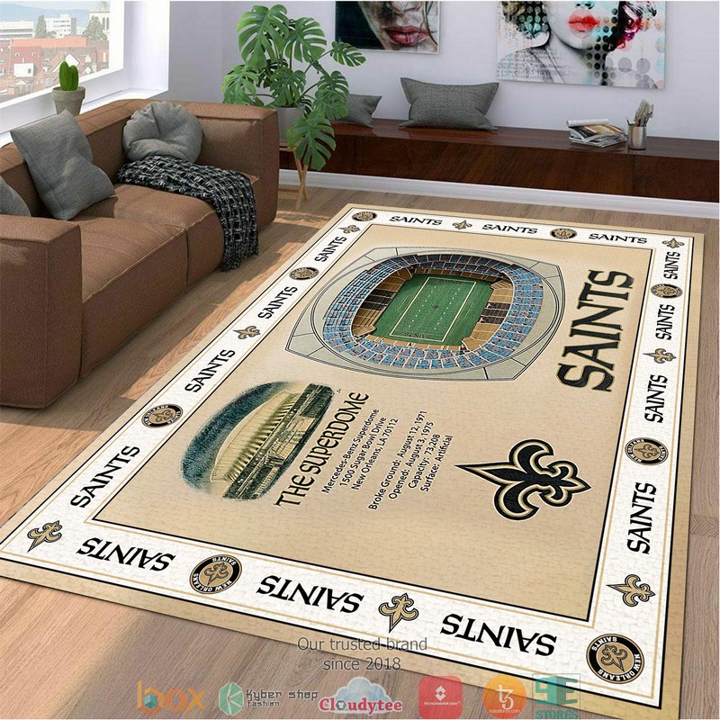 Bordered New Orleans Saints Stadium Rug