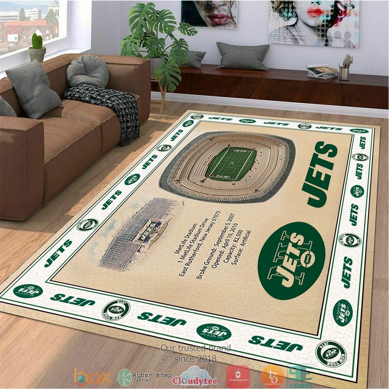 Bordered New York Jets Stadium Rug