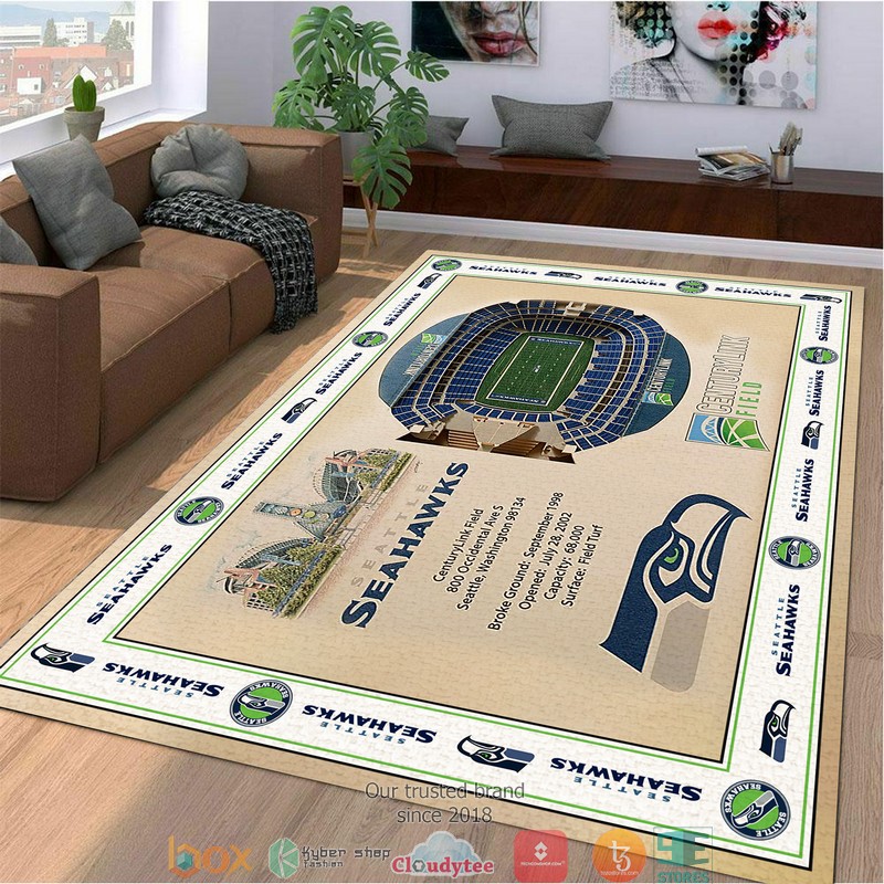 Bordered Seattle Seahawks Stadium Rug