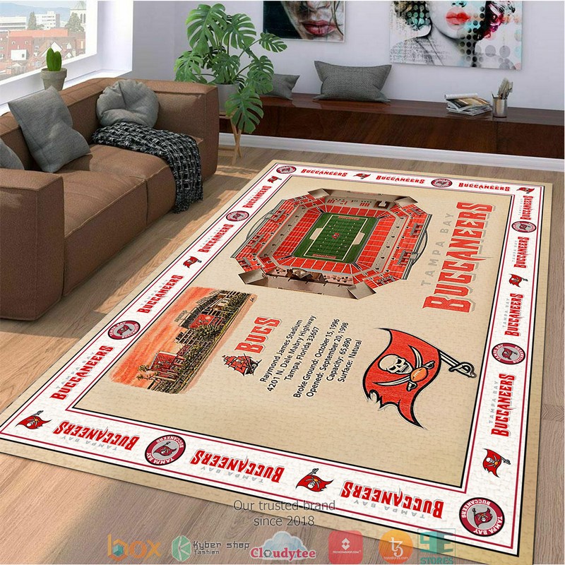 Bordered Tampa Bay Buccaneers Stadium Rug