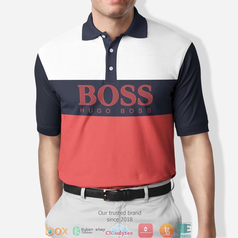 Boss Hugo Red White Polo Shirt