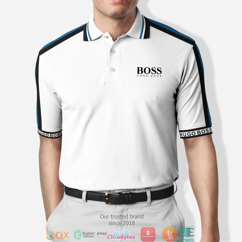 Boss Hugo White navy Polo Shirt