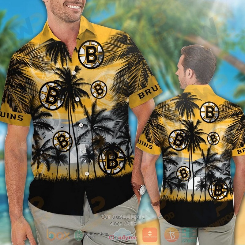 HOT Boston Bruins Hawaiian Shirt and shorts 2 Boston Bruins Hawaiian Shirt and shorts 1