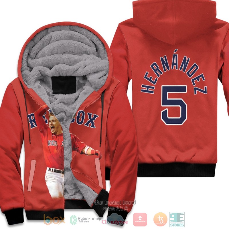 BEST Boston Red Sox Enrique Hernandez 5 MLB Red 3D fleece hoodie 3 Boston Red Sox Enrique Hernandez 5 MLB Red fleece hoodie