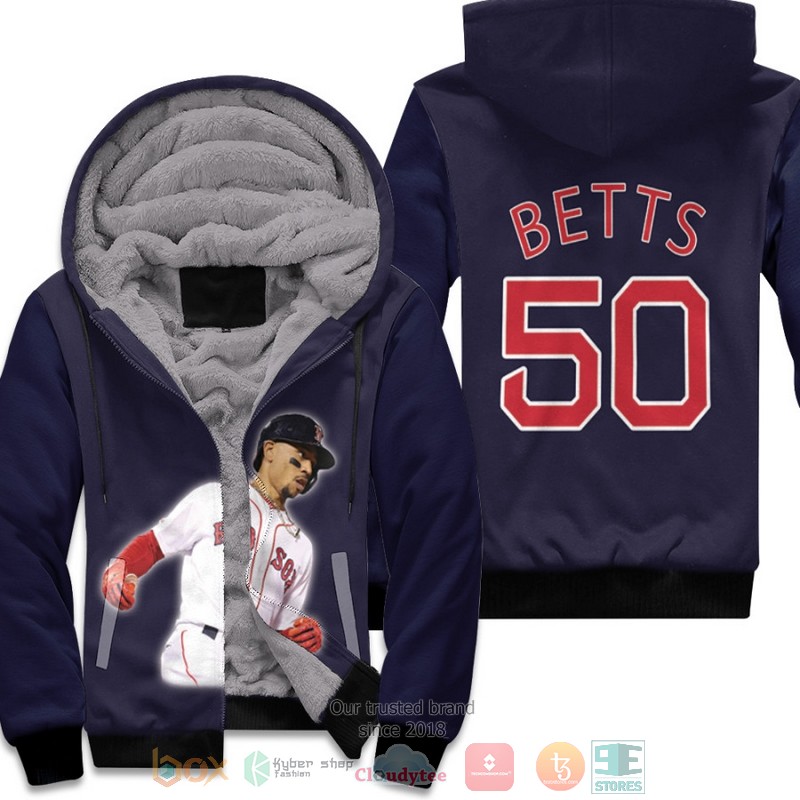BEST Boston Red Sox Mookie Betts 50 MLB Black 3D fleece hoodie 1 Boston Red Sox Mookie Betts 50 MLB Black fleece hoodie