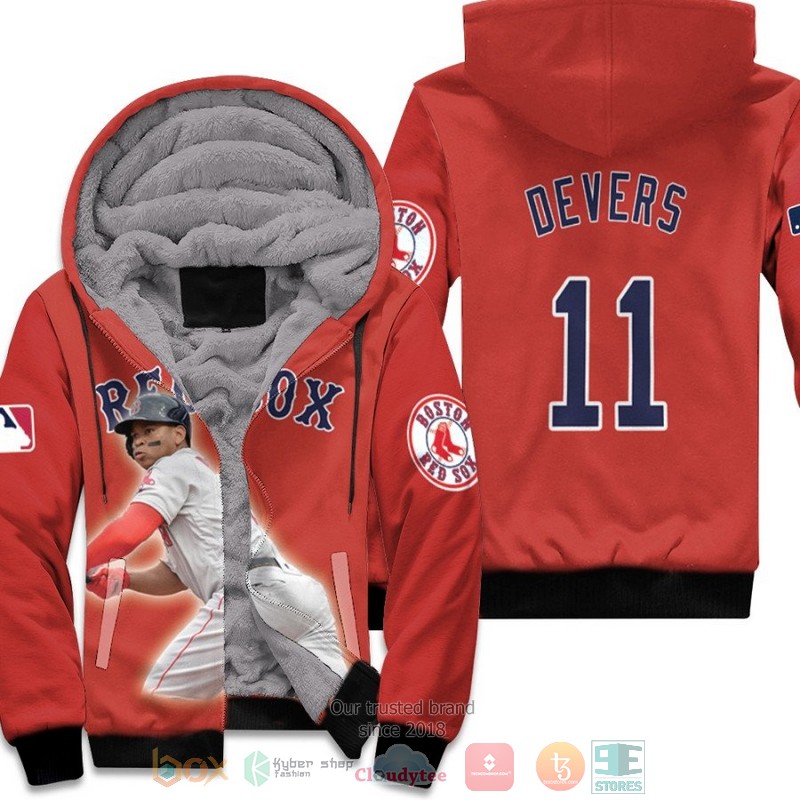 BEST Boston Red Sox Rafael Devers 11 MLB Player Red 3D fleece hoodie 1 Boston Red Sox Rafael Devers 11 MLB Player Red fleece hoodie