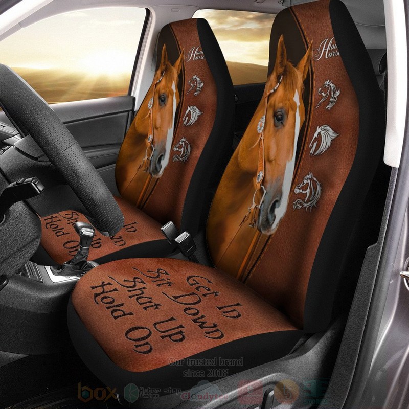Brown Horse Get In Sit Down Shut Up Hold On Car Seat Covers 1