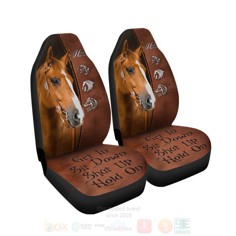 BEST Brown Horse Get In Sit Down Shut Up Hold On 3D Car Seat Covers 5 Brown Horse Get In Sit Down Shut Up Hold On Car Seat Covers 1 2 3 4