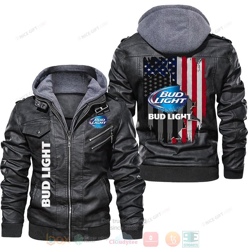 Bud Light American flag Leather Jacket