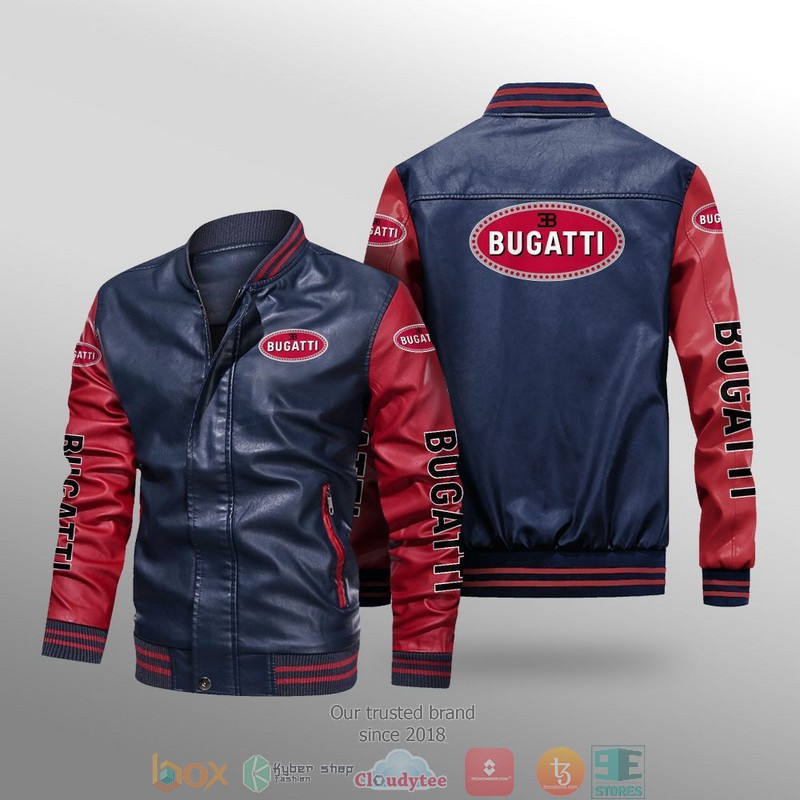 Bugatti Car Brand Leather Bomber Jacket 1