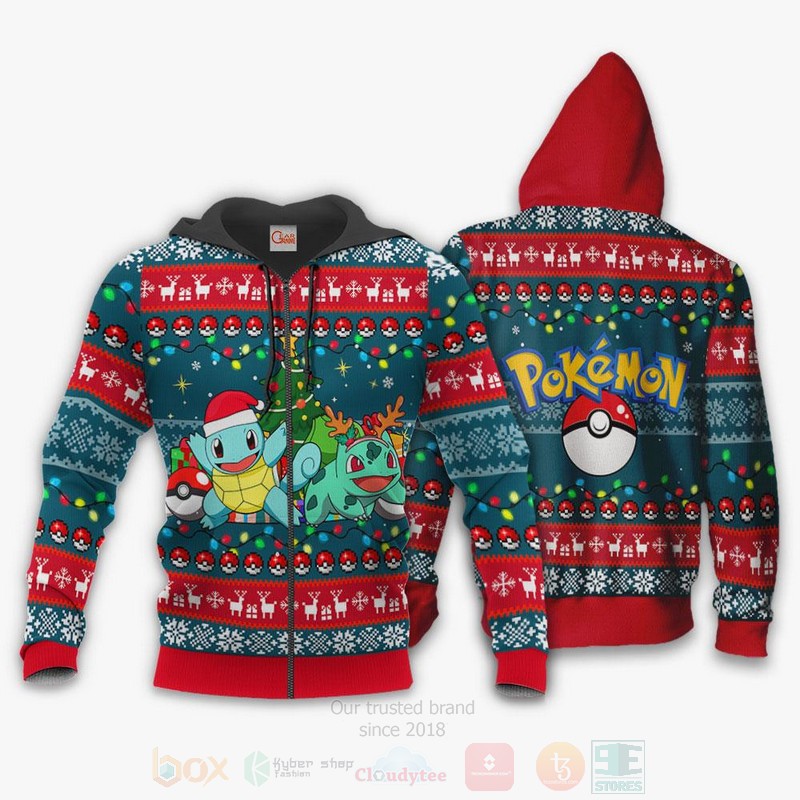 BEST Bulbasaur and Squirtle Pokemon Sweater, 3D Hoodie 2 Bulbasaur and Squirtle Pokemon Christmas Sweater 1