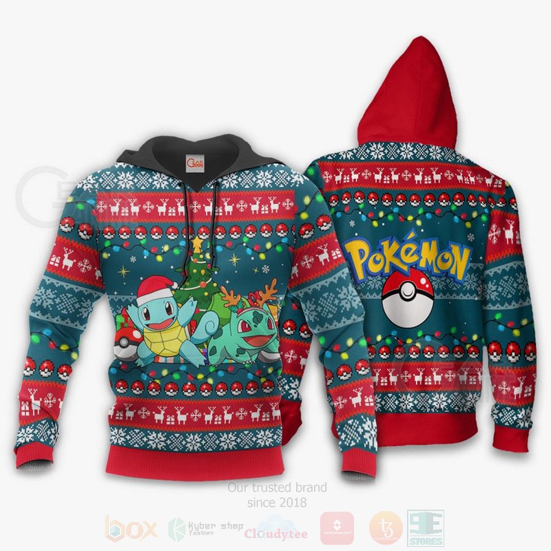 BEST Bulbasaur and Squirtle Pokemon Sweater, 3D Hoodie 3 Bulbasaur and Squirtle Pokemon Christmas Sweater 1 2