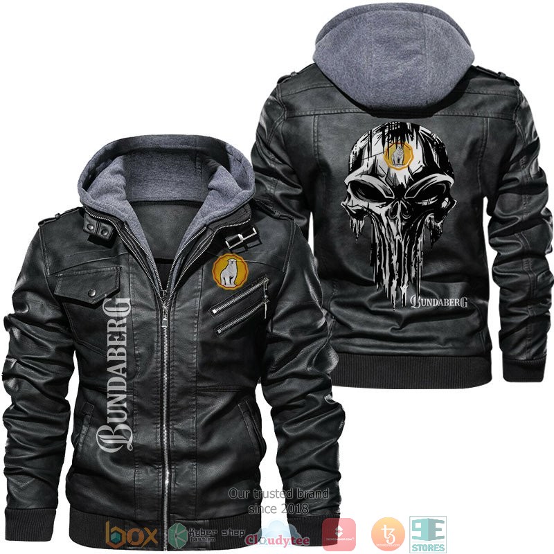 Bundaberg Brewed Drinks Punisher Skull Leather Jacket