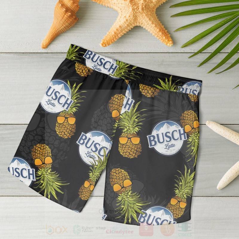 BEST Busch Latte Black All Over Print Beach Short 5 Busch Latte Black Beach Short 1 2 3 4