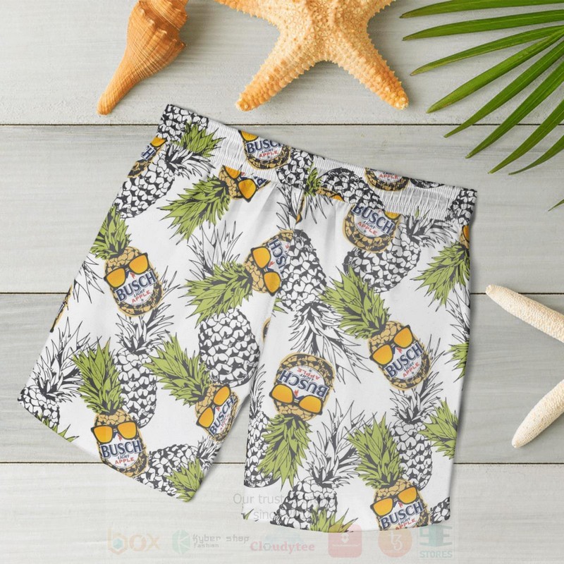 BEST Busch Light Apple White Black All Over Print Beach Short 5 Busch Light Apple White Black Beach Short 1 2 3 4