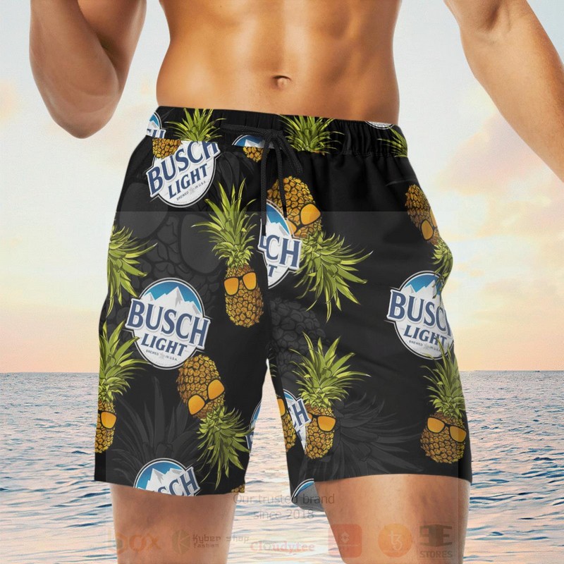 BEST Busch Light Black Pineapple All Over Print Beach Short 3 Busch Light Black Pineapple Beach Short 1 2
