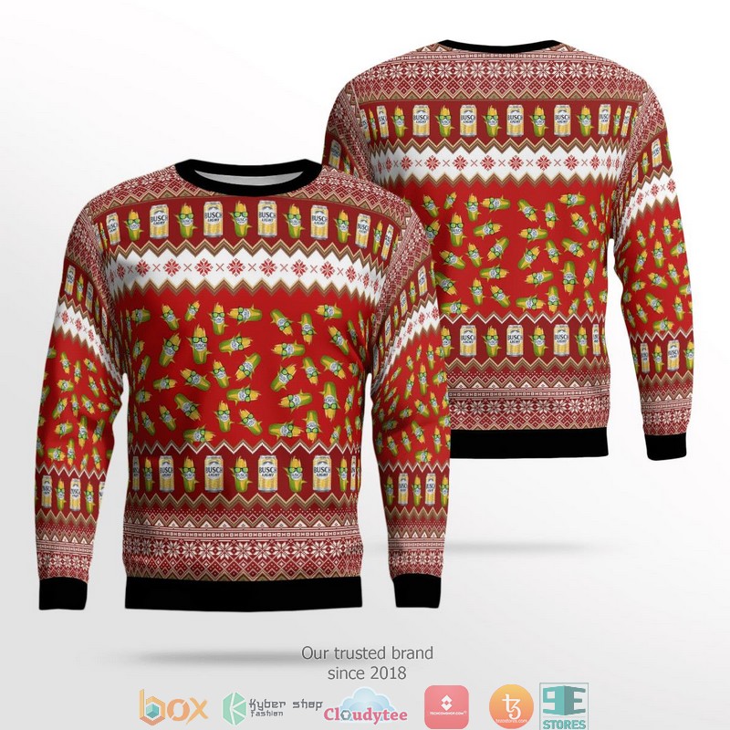 Busch Light Corn Red Ugly Christmas Sweater 3 Busch Light Corn Red Ugly Christmas Sweater