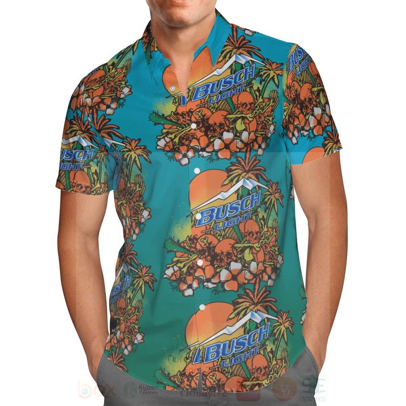 BEST Busch Light Flower Blue All Over Print Hawaiian Shirt 2 Busch Light Flower Blue Hawaiian Shirt 1