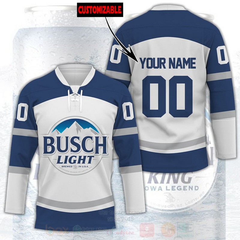BEST Busch Light Personalized White Hockey Shirt 1 Busch Light Personalized White Hockey Jersey Shirt