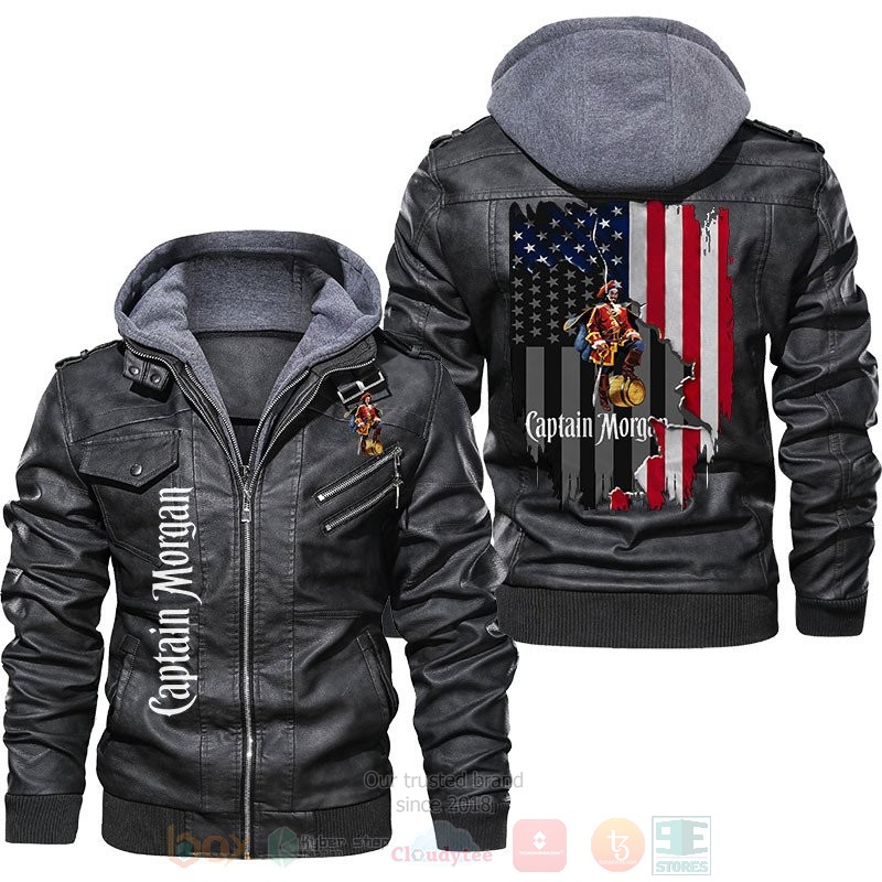 Captain Morgan American Flag Leather Jacket