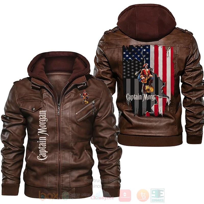 Captain Morgan American Flag Leather Jacket 1