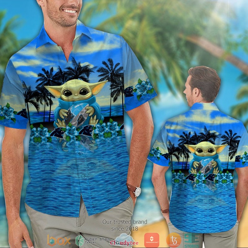 Carolina Panthers Baby Yoda Coconut Hawaiian shirt 1