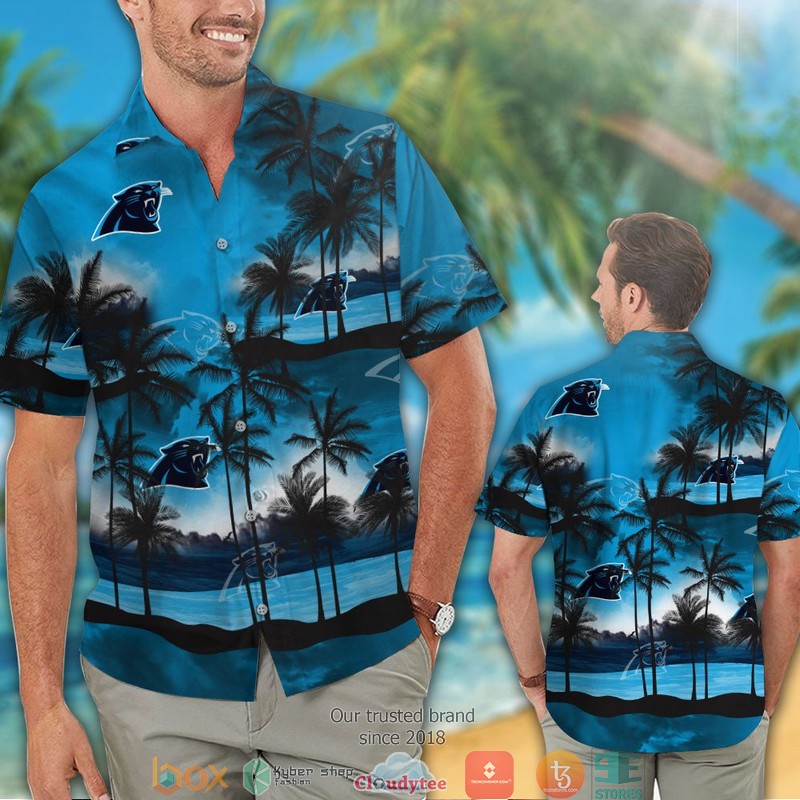 Carolina Panthers Coconut Island Ocean Hawaiian Shirt short 1