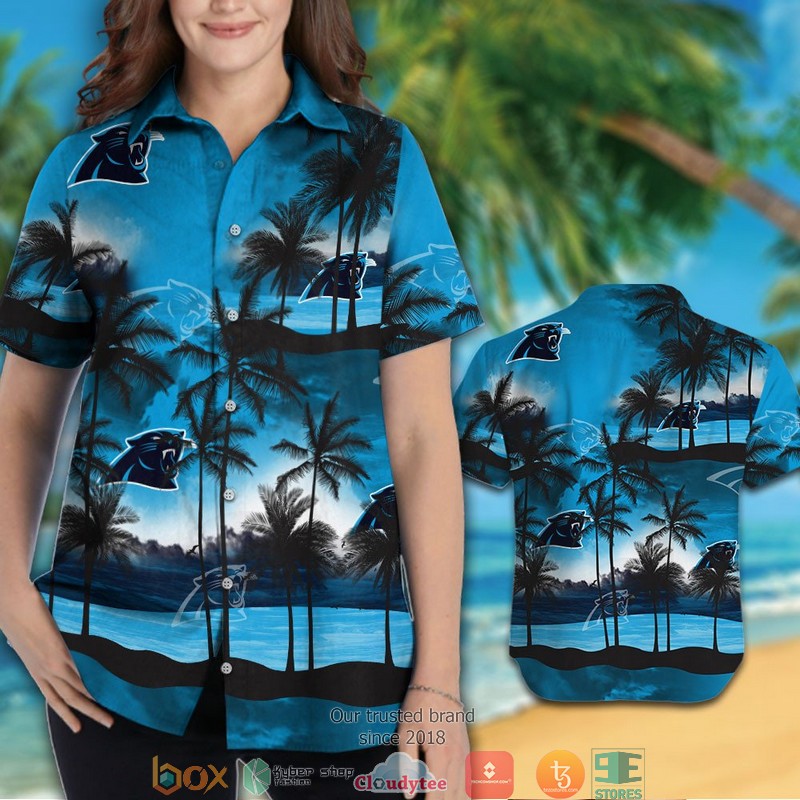 Carolina Panthers Coconut Island Ocean Hawaiian Shirt, short 3 Carolina Panthers Coconut Island Ocean Hawaiian Shirt short 1 2