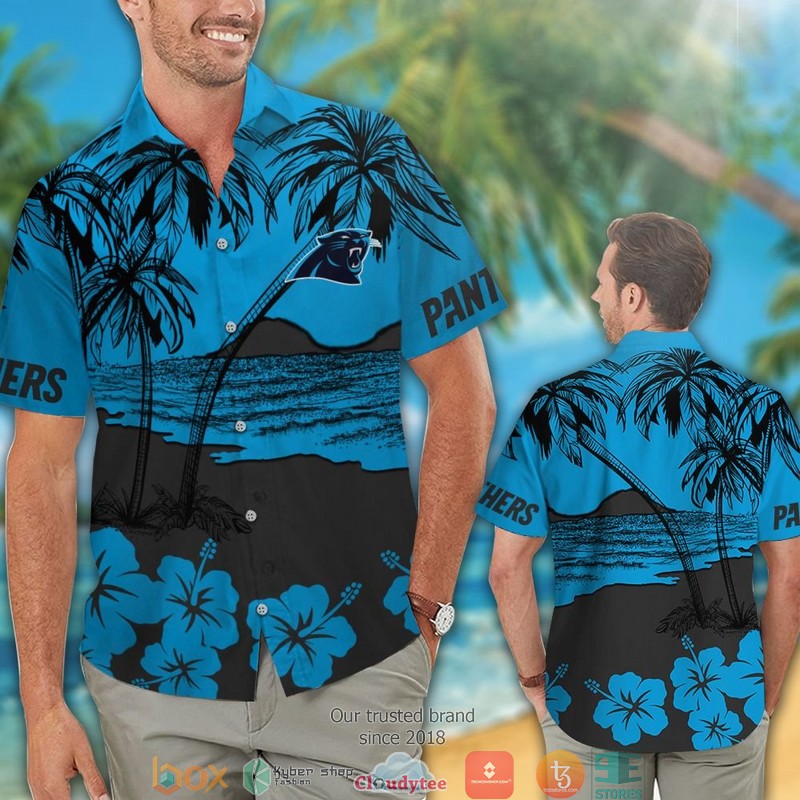 Carolina Panthers Hibiscus Coconut Island Hawaiian Shirt short 1