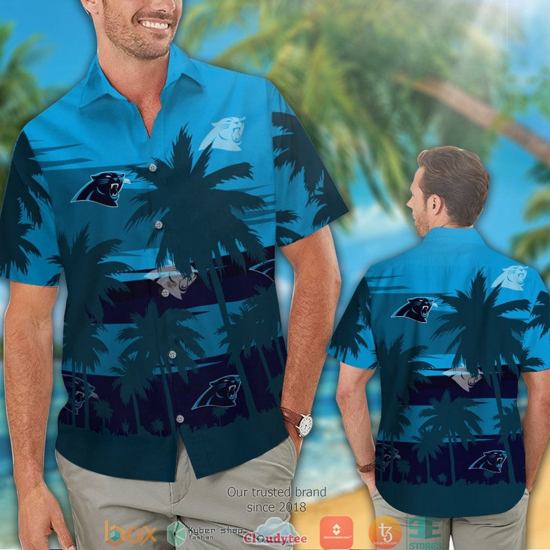 Carolina Panthers Moss Green Coconut Hawaiian Shirt short 1