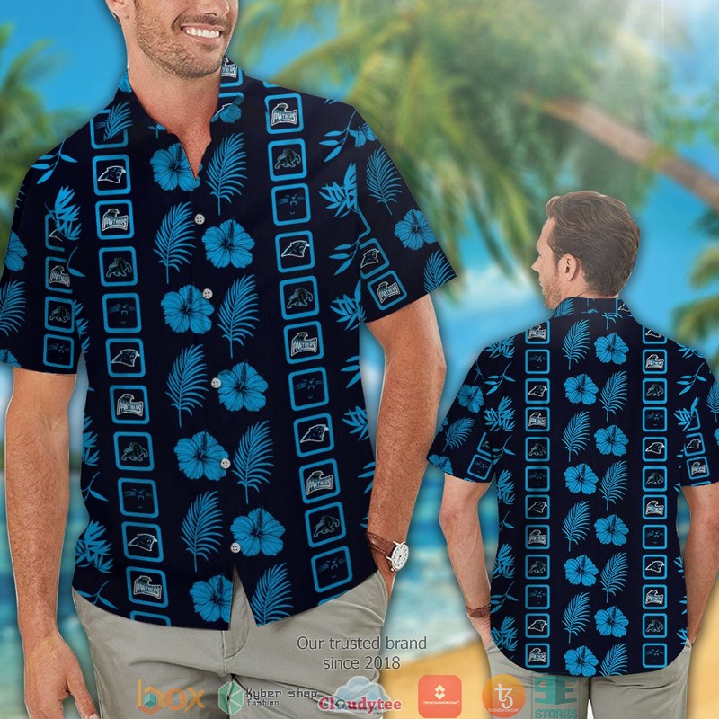 Carolina Panthers Navy Cyan blue Hawaiian Shirt short 1