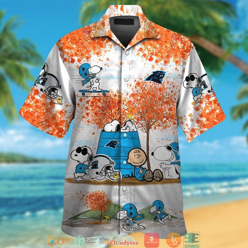 Carolina Panthers Snoopy and Charlie Brown Autumn Hawaiian Shirt short