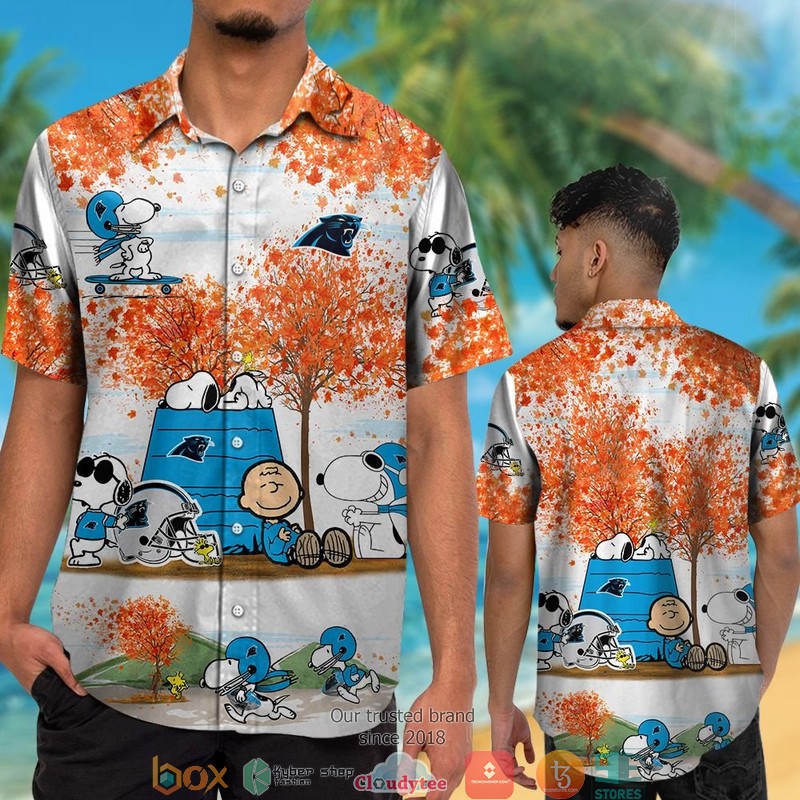 Carolina Panthers Snoopy and Charlie Brown Autumn Hawaiian Shirt short 1