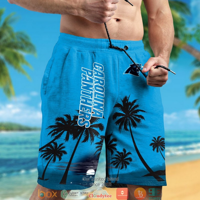 Carolina Panthers coconut island night moon Hawaiian Shirt short 1 2 3 4