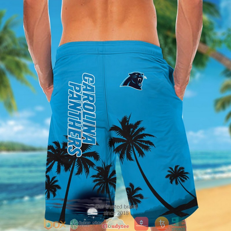 Carolina Panthers coconut island night moon Hawaiian Shirt short 1 2 3 4 5