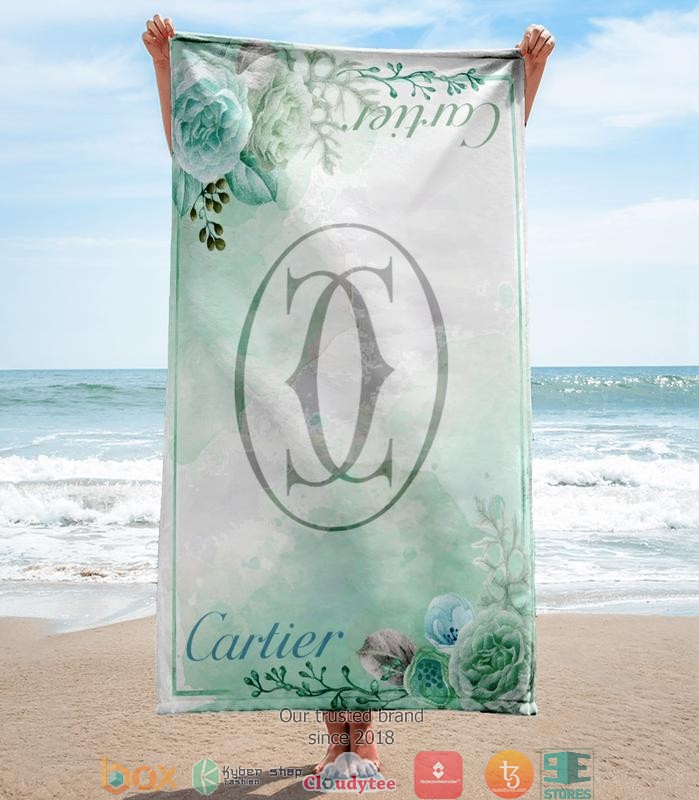 Cartier floral pattern blue Beach Towel