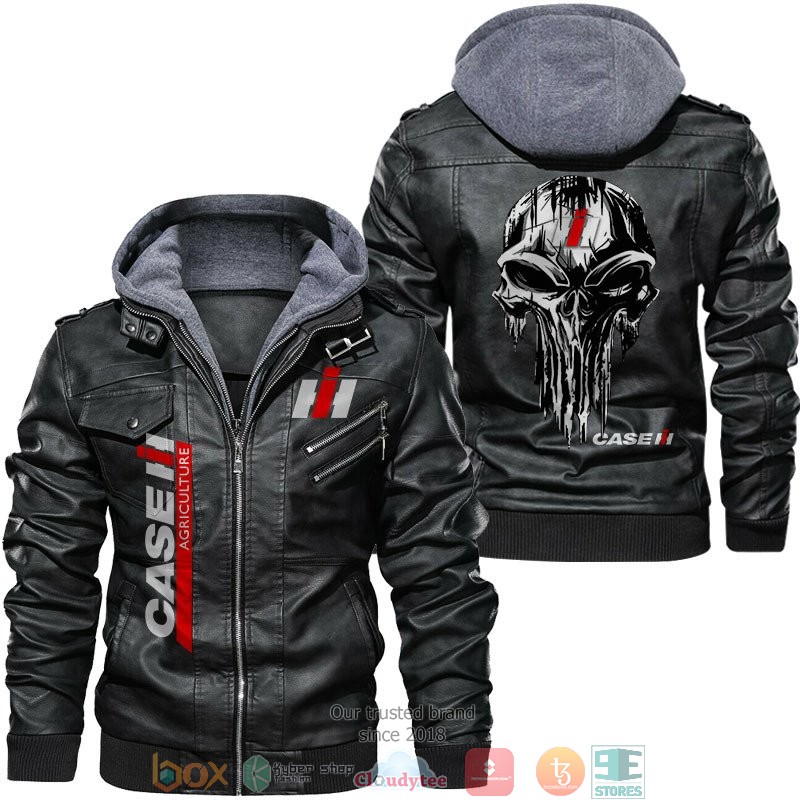 Case IH Agriculture Punisher Skull Leather Jacket