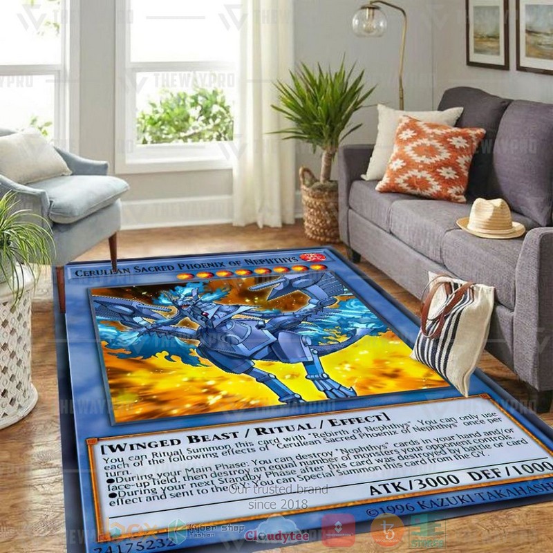 Cerulean Sacred Phoenix Of Nephthys Rectangle Rug