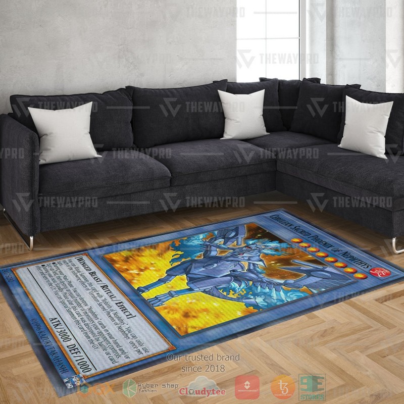 Cerulean Sacred Phoenix Of Nephthys Rectangle Rug 1