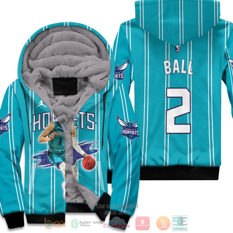 Charlotte Hornets LaMelo Ball 2 2020 NBA Aqua fleece hoodie
