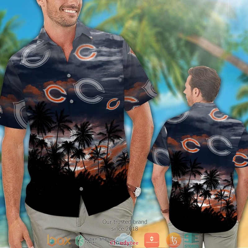 Chicago Bears Coconut Island Sunset Hawaiian Shirt short 1