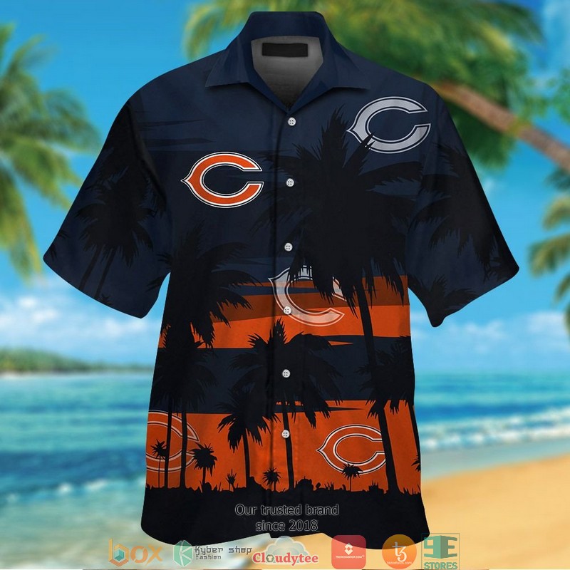 Chicago Bears Coconut island Navy Orange Hawaiian Shirt short