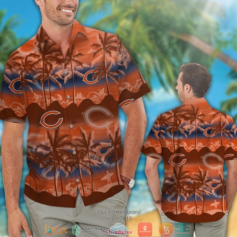 Chicago Bears Coconut island Orange Hawaiian Shirt short 1